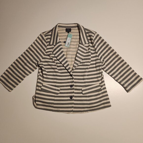 Market & Spruce Torin French Terry Blazer Blue Gray / Ivory‎ Striped XL NEW - Picture 5 of 16
